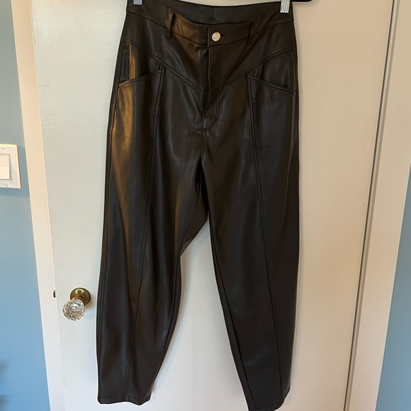 Zara Black Faux Leather High Waist Pants - Picture 1 of 2